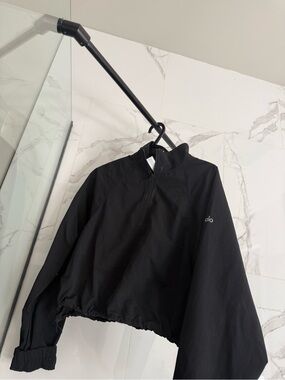 ALO Yoga Black Cropped Half-Zip Bomber Jacket